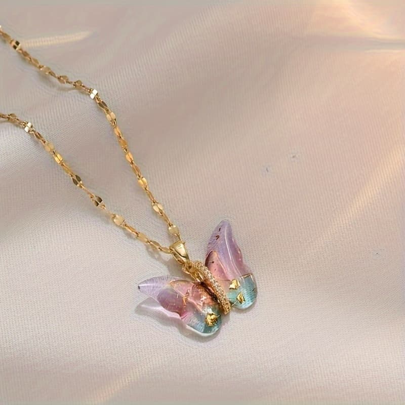 TEMU 2024 Spring And Summer Dopamine Style Shining Pink Pendant Necklace A Perfect Gift For And Women