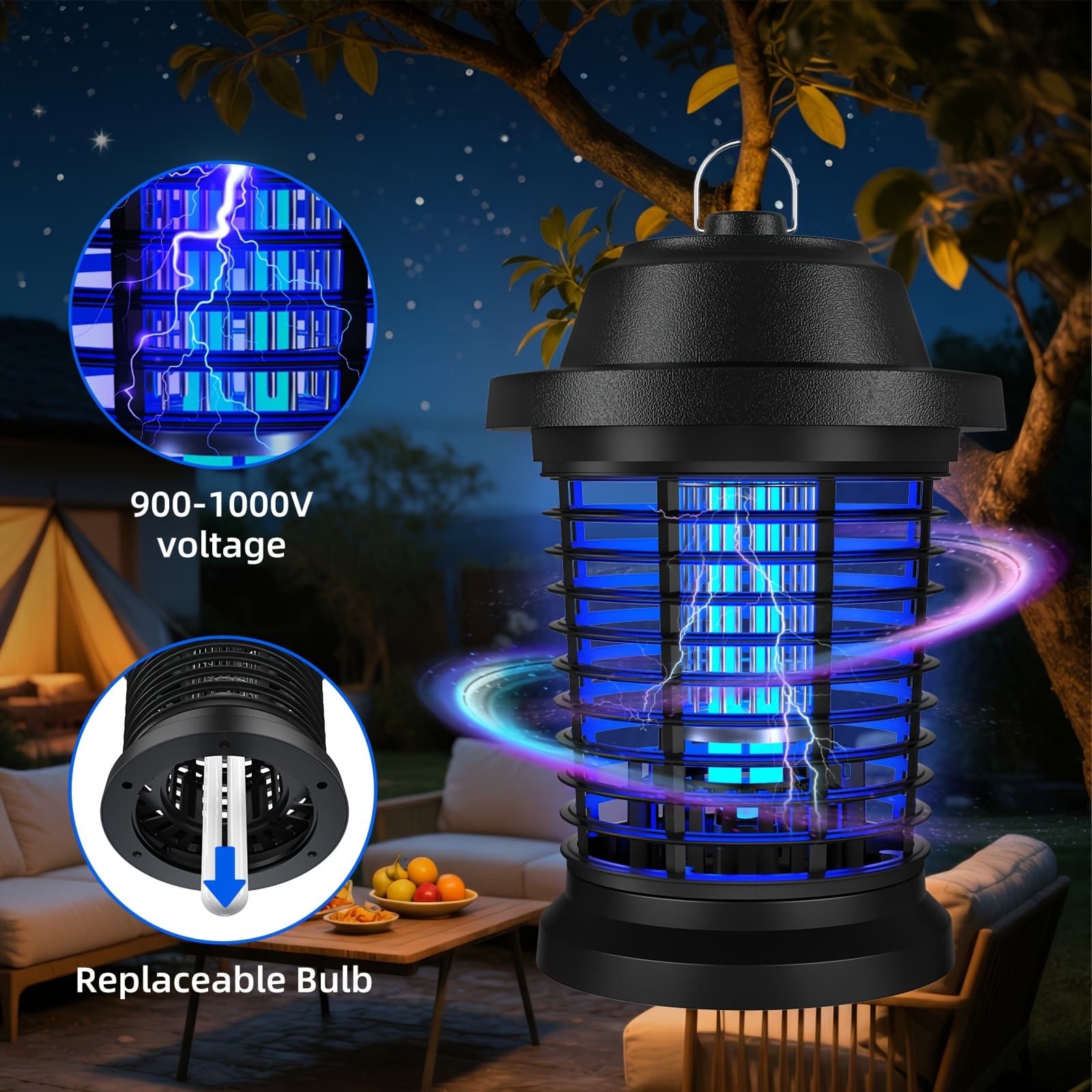 TEMU Bug Zapper, Zapper, Fly Trap Lamp, Effective Bug Control-4000 Coverage- -abs Plastic-easy To Clean, And Fly Trap For Home, 2 Prong Plug, Gifts For