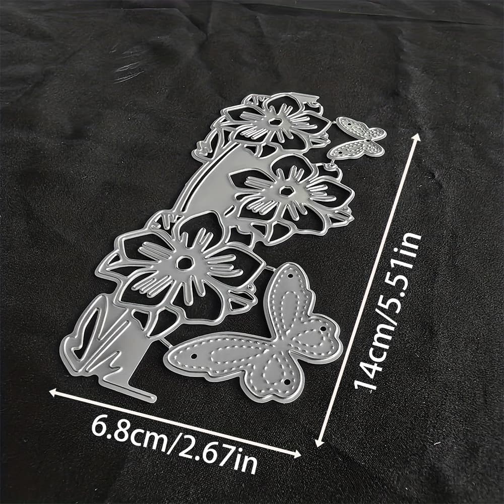 TEMU 1pc Flower Metal Cutting Die, Silvery-gray, Fantasy Theme, Suitable For Diy Scrapbooking, Embossing, Handmade Greeting Card Making, Gift Card Making.