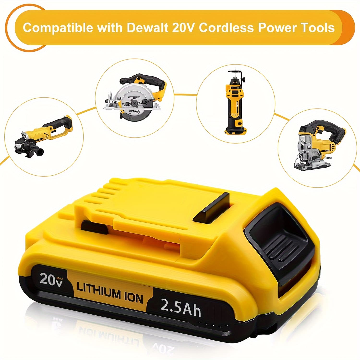 TEMU 1pack Dcb203 2.5ah 20v Battery Replace For 20v 20volt Lithium-ion Battery Dcb200 Dcb201 Dcv580 Dcb180 For Power Tools. The Best Father's Day Gift.