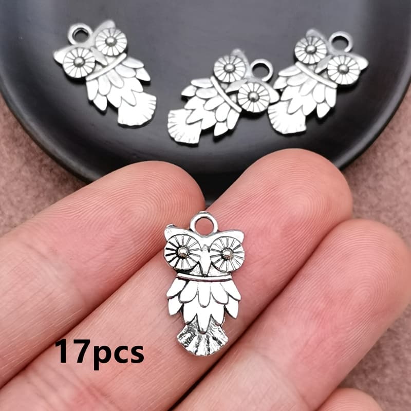 TEMU 17pcs Owl Charm Pendant, Bohemian Style Jewelry Accessories, Handmade Making Bracelet, Necklace, Earring Accessories 11*20mm