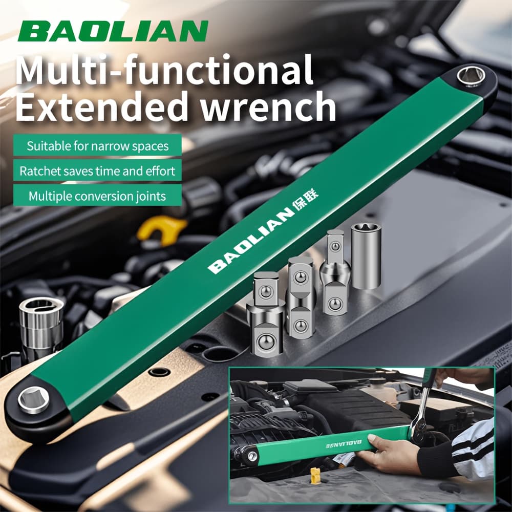 TEMU Versatile And Adjustable Extension Wrench With Dual Functionality, Featuring A Double-headed Design For Ratcheting
