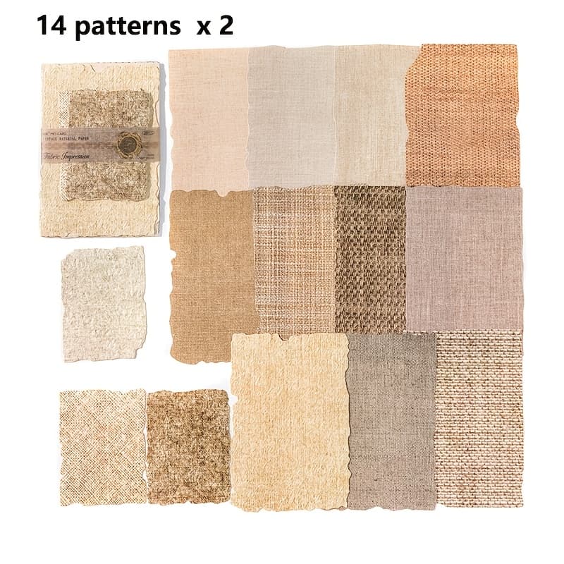 TEMU 1 Pack 28 Sheets Retro Style Embossed Cloth Texture Gradient Plant Flower Decoration Material Base Paper