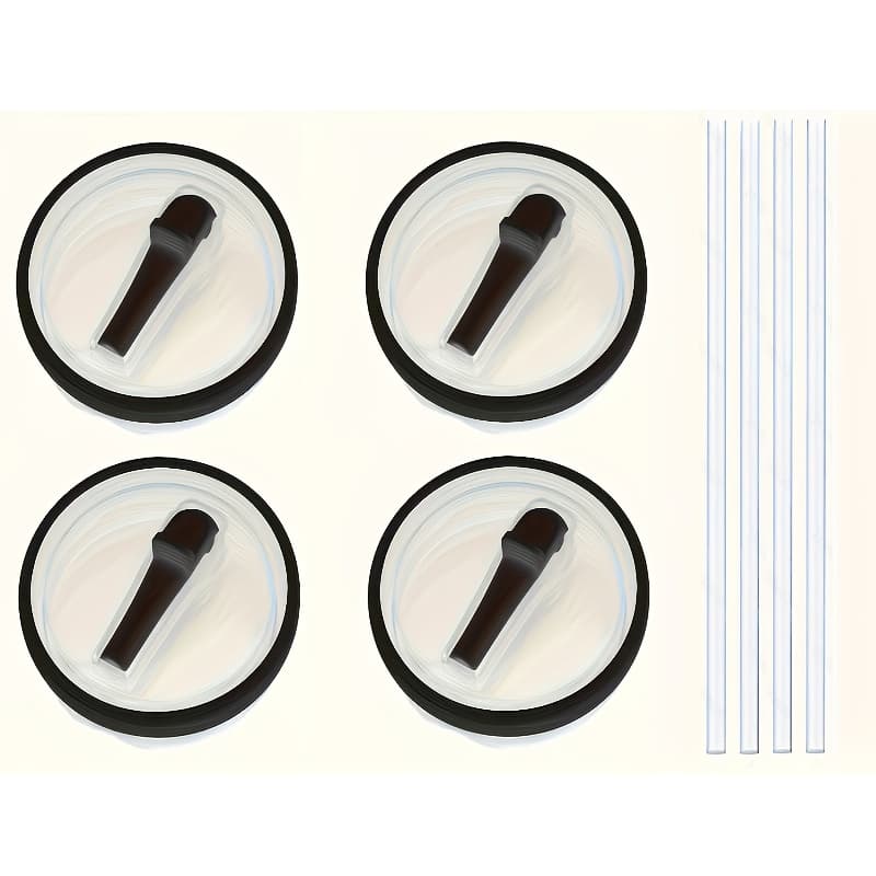 TEMU Set Of 4 40oz Tumbler Lids With Straws, Leak-resistant Polypropylene Sports Bottle Tops, Sturdy Cup Additions, Perfect For Gifting