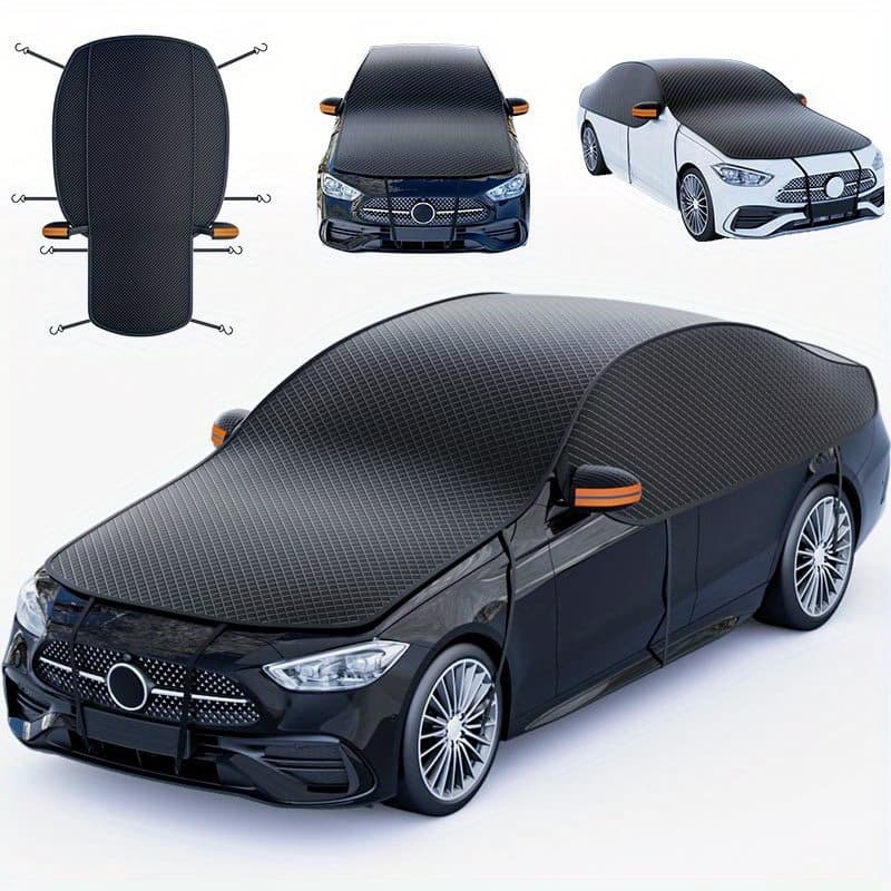 TEMU Universal Car Windshield Snow Cover With Secure Straps. Full Coverage Oxford Fabric For Protection, Compact Storage. Fits Most Cars - Ideal Christmas Gift And Halloween Car Accessory