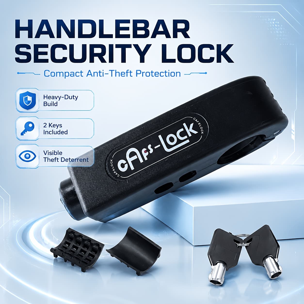 TEMU Anti-theft Handlebar Lock Set With 2 Keys, Motorcycle Lock With Combination - Anti-theft Abs Throttle Lock, Keyless System For Motorcycles, , Scooters, Dirt Bikes, And Remove, Without Battery