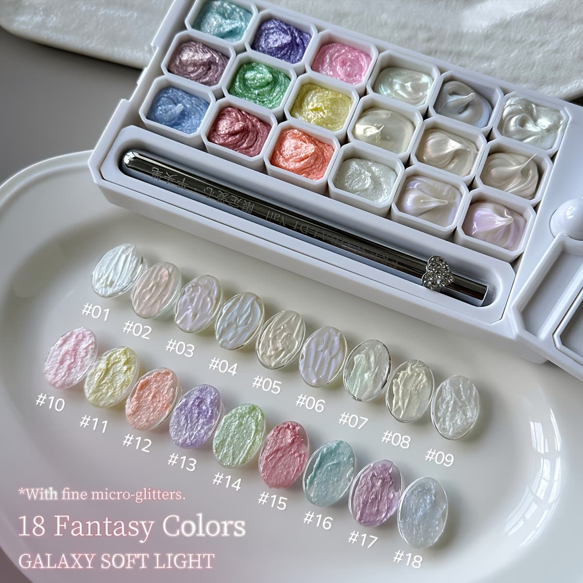 TEMU New Popular Texture Glitter Fine Sparkle Gel Patting Glue Set 18-grid, High Color Gel Nail Gluesparkling Multifunctional Modeling Gel For Fashion Salon Nail Design, Christmas Gift For Women