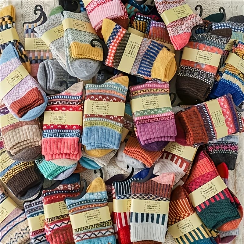 TEMU 5 Pairs Of Women's Winter Socks, Thick, Soft, Warm,, Hiking, Skiing, Casual Socks, Christmas Gifts, Outdoor Socks