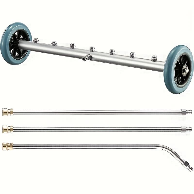 TEMU Car Washing Equipment High-pressure Cleaner, 7 Nozzles/4 Nozzles Water Broom, Chassis High-pressure Washer With 2 Extension Rods, 4000 Psi, Without Battery