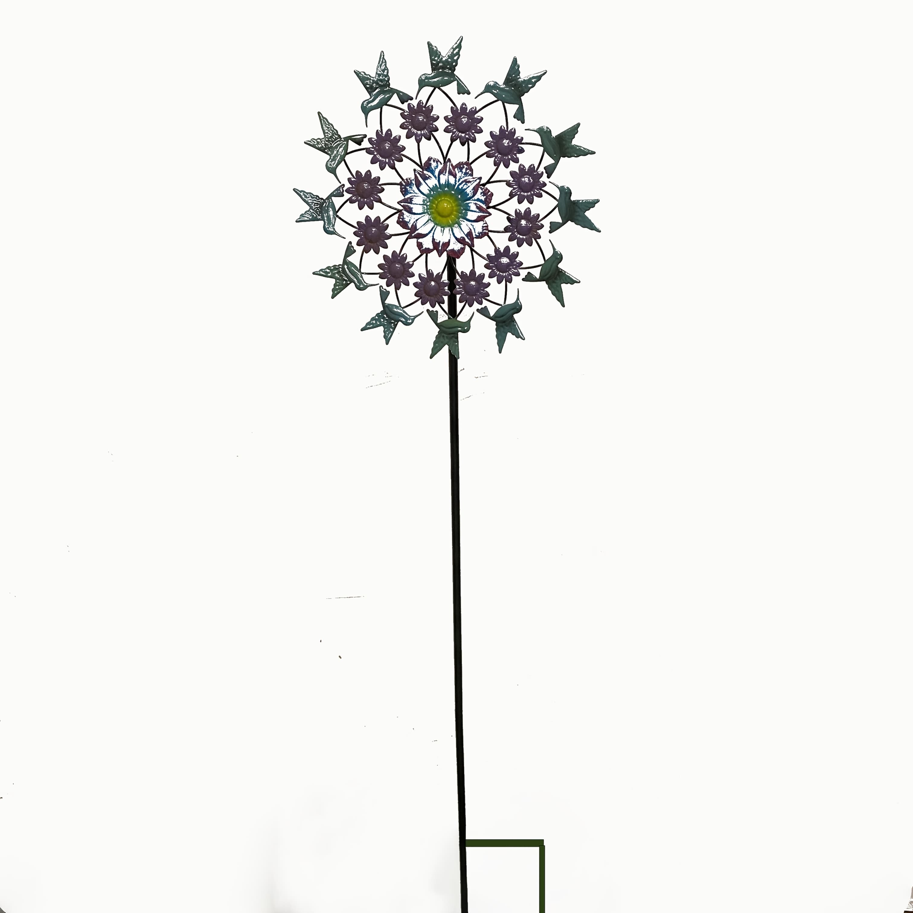 TEMU 1pc Garden Flower Sealed Bird Themed Metal Windmill, Decorative Metal Windmill Designed With Exquisite Floral And Bird Patterns. Height, Charm And Movement To , Patio Or Backyard. A Decoration.