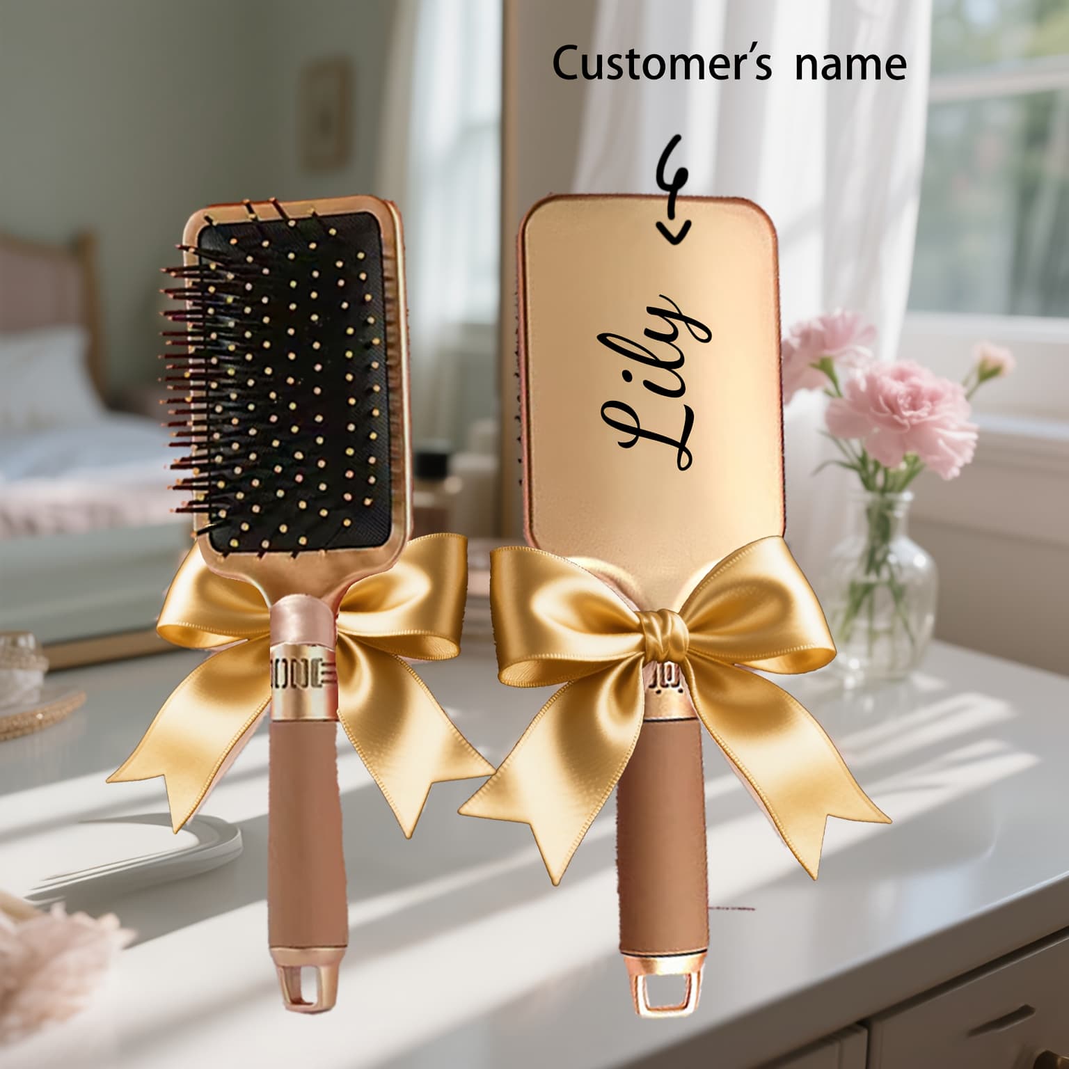 TEMU Personalized Air Cushion Comb/airbag Comb/head Massage Comb/customizable With Logo/gift For Employees//engraved Comb/elegant Cushion Comb