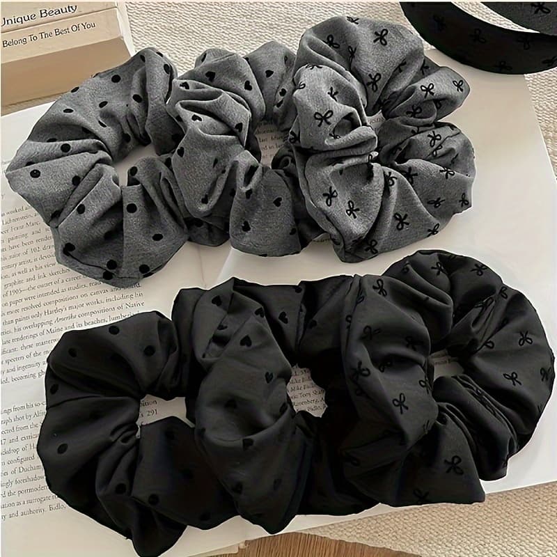 TEMU 6pcs New Polka Dot Heart Bow Hair Ties, Hair Bands For Women, Suitable For Ponytails And Bun Hairstyles, Featuring High And Durability