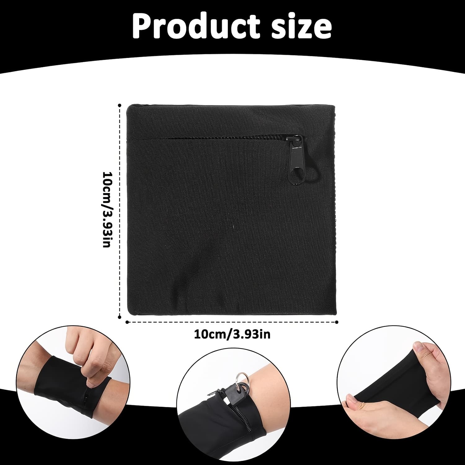 TEMU Zipper Wristband Wallet With Wrist Strap, Card Holder, Unisex Design For Running, Sports, Jogging And Hiking Activities