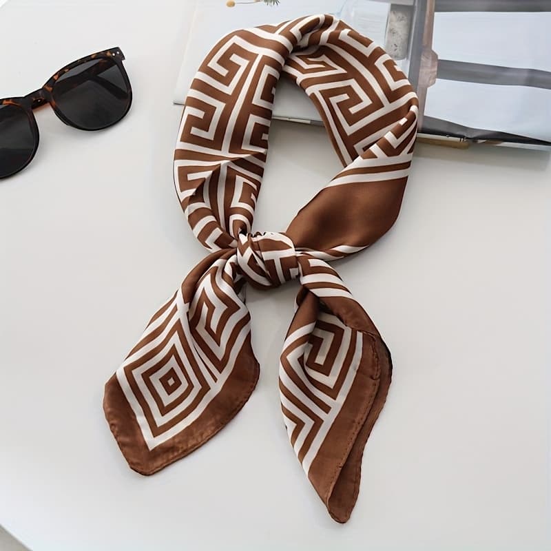 TEMU Geometric Scarf - Soft Non-stretch Fabric, Breathable Versatile Fashion Accessory For Women, Casual & Formal Events, Sophisticated Pattern, Premium , Stylish Wrap