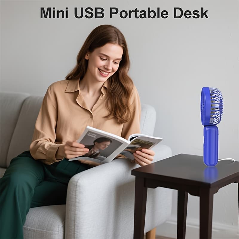 TEMU Portable Mini Fan, Usb-charged Handheld Fan With Extended , Ideal For Travel, Concerts, And Camping