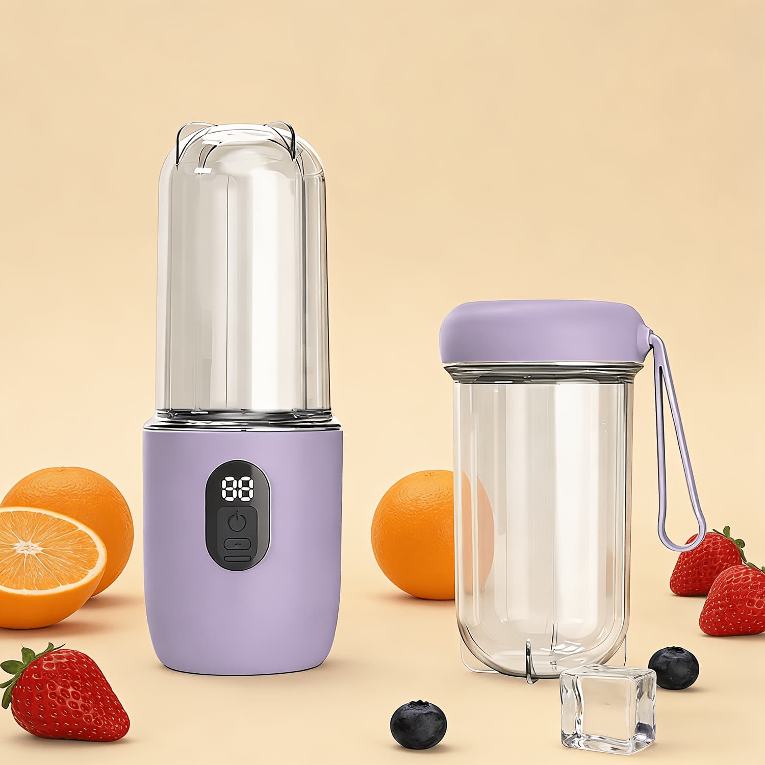 TEMU Portable Usb- Blender & Juicer With 16- Crusher, Usb Rechargeable Battery- Motor, Bpa-free , 500ml Capacity & Free Blending Lid Suitable For Travel, Home, Office, For Shakes, Smoothies, Juices
