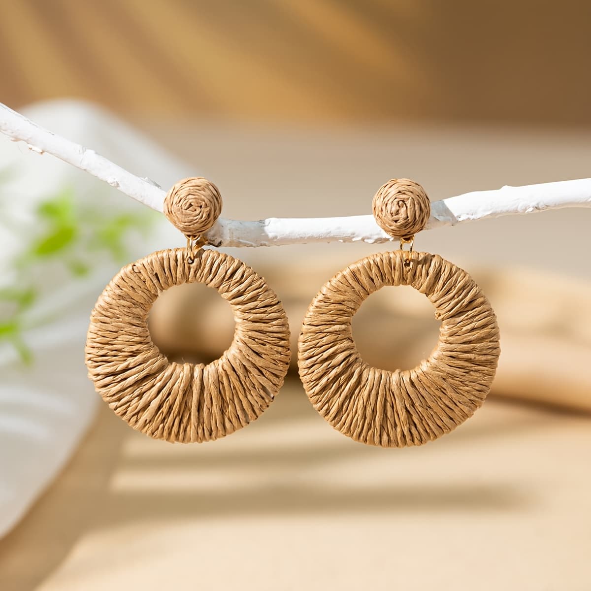 TEMU 1 Pair Seaside Vacation Bohemian Style Hand-woven Colorful Earrings Suitable For Women's Summer Seaside Vacation With Bright Floral Dresses