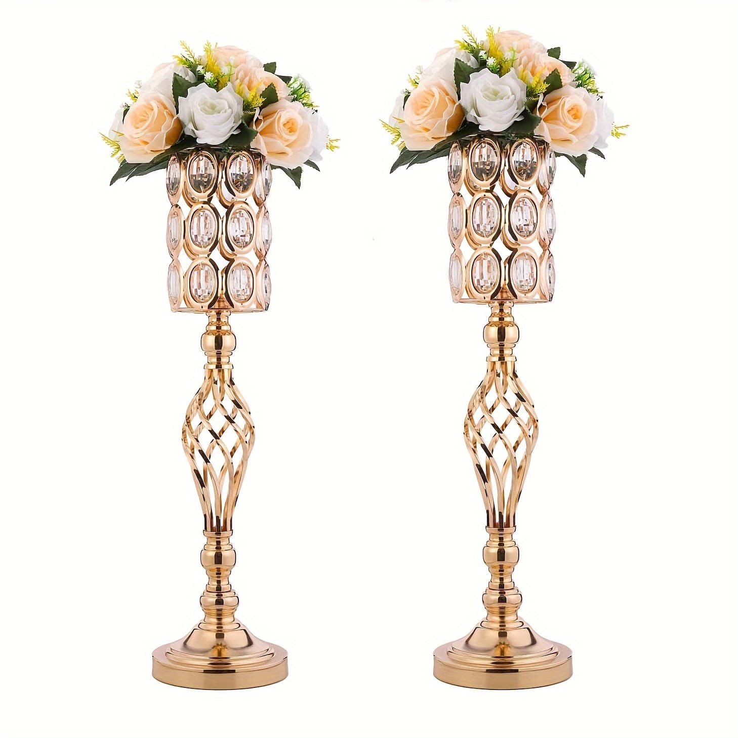 TEMU 2pcs/10pcs Metal Crystal Wedding Centerpiece Vase, Trumpet Vase, Wedding Table Center Decoration, Banquet Restaurant Living Room Decoration