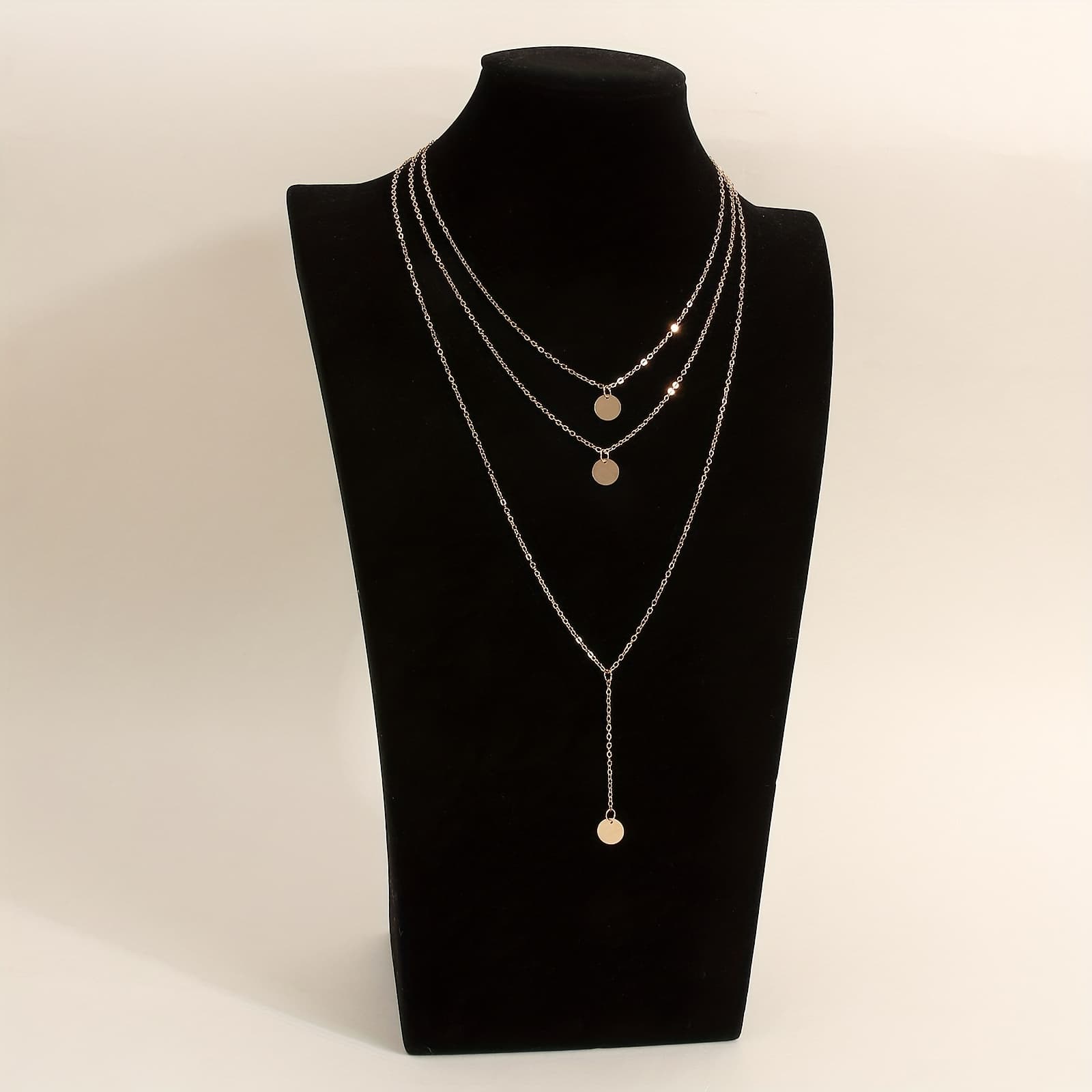 TEMU Women'-layer Necklace, Y-chain Layered Minimalist Necklace, Round Pendant Light Luxury Accessory, Suitable For Daily/party/office Wear, Valentine's Day Christmas Gift