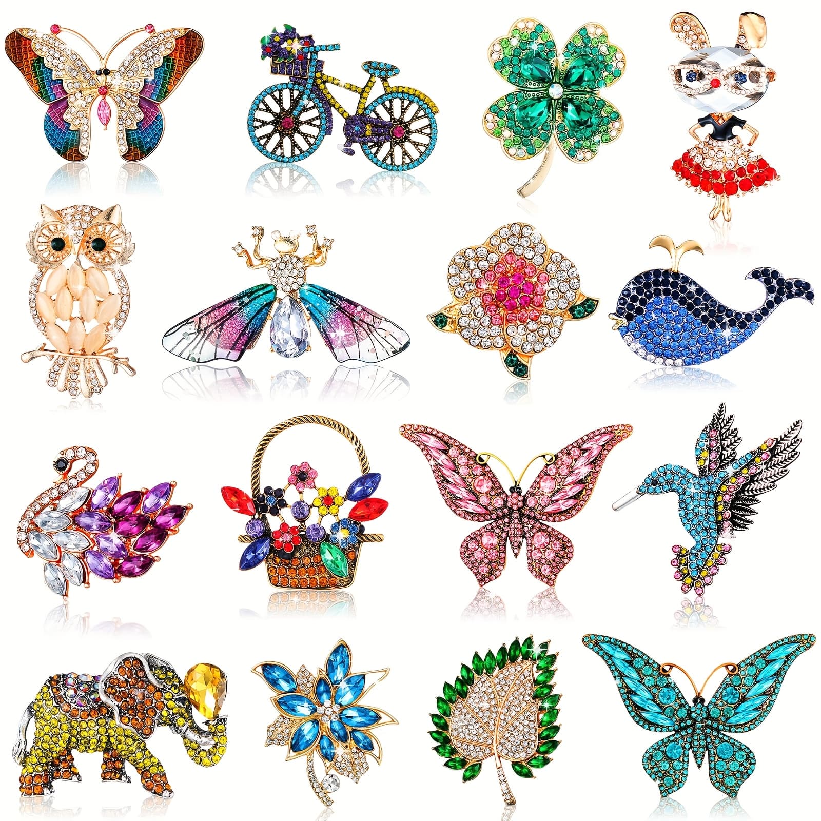 TEMU 16pcs Women Brooch Set Vintage Animal Insect Plant Pins Brooches Bulk For Women Christmas Gifts