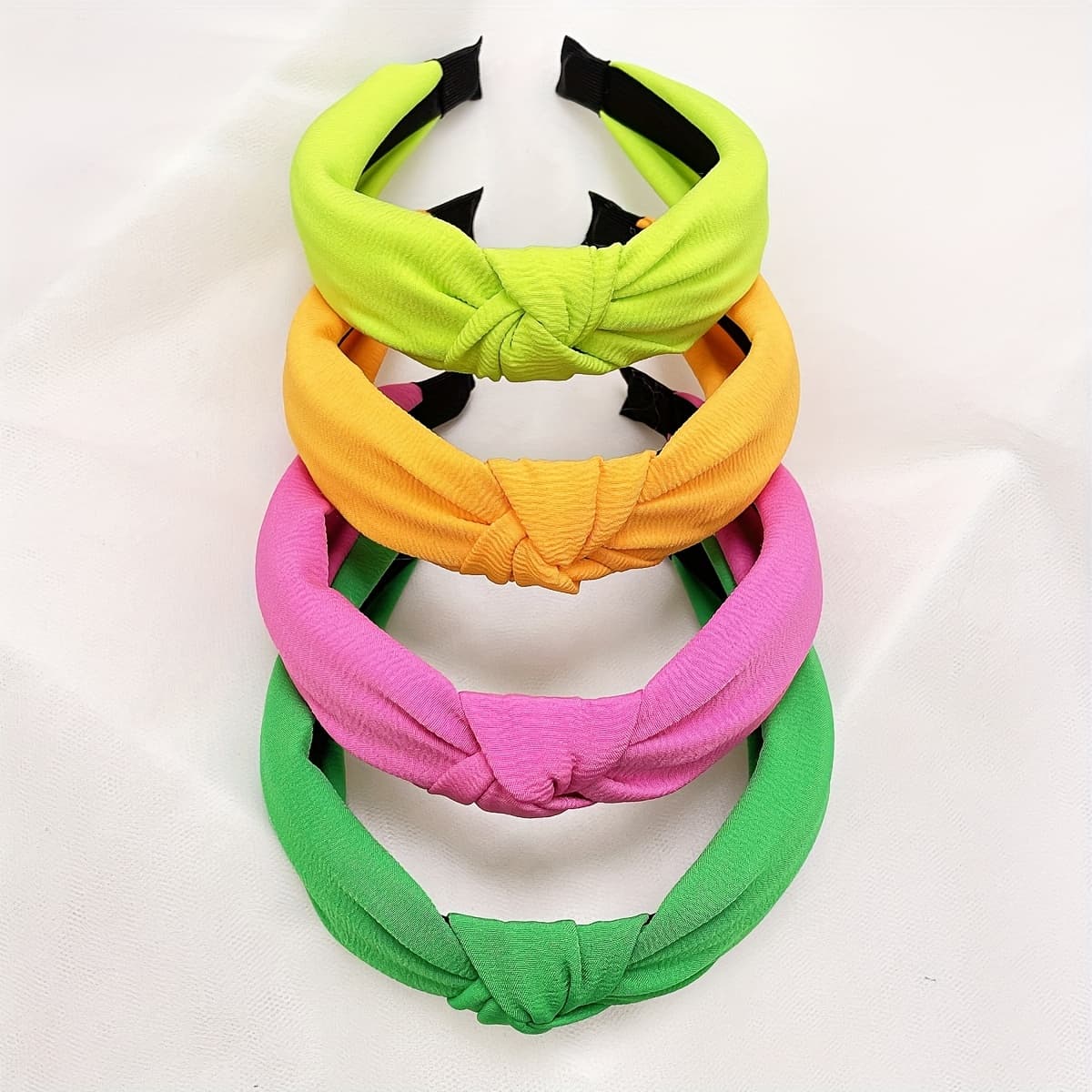 TEMU A Set Of 4 Women's Colorful Headbands, Hair Additions, Knotted, Easy And Elegant, Academy Style Solid Color Fabric Headbands, Hair Additions For Daily Use