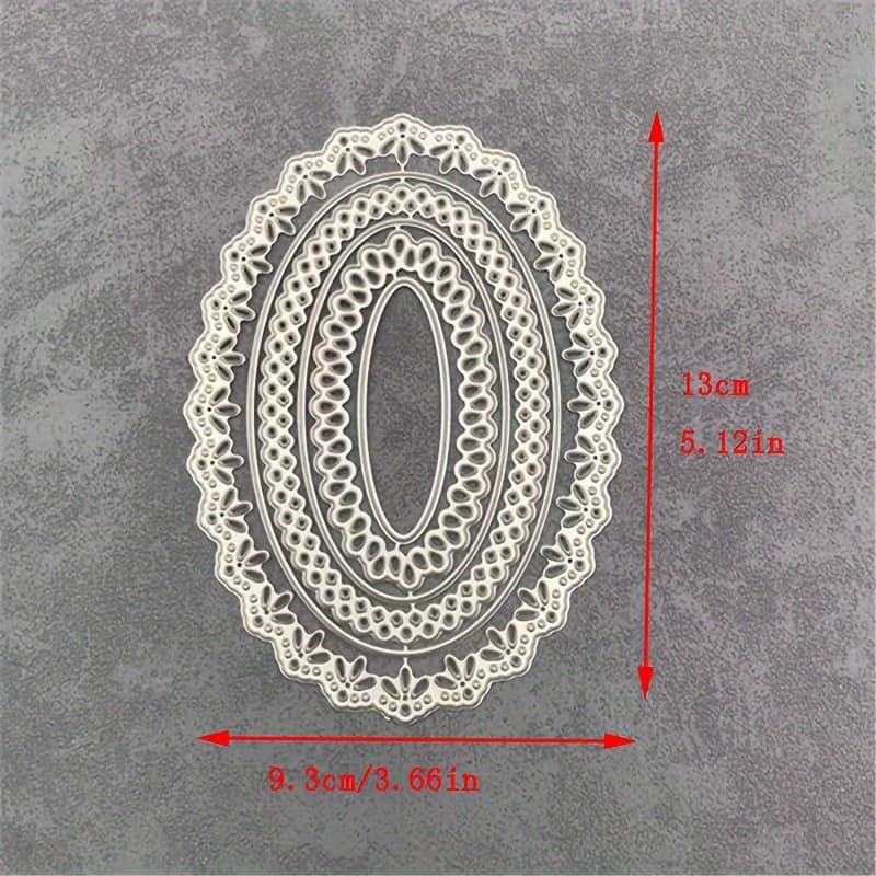 TEMU 6/set Of Oval Lace Frame Metal Cutting Die For Album Paper Card Decorative Arts And Crafts Embodying Die Cutting