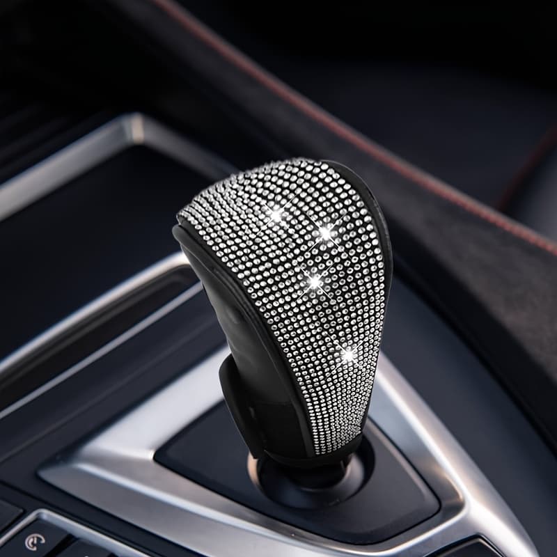 TEMU Shiny Car Gear Shift Knob Cover With Rhinestones, Automatic Gear Shift Gear Cover For Women And Girls, Interior Decoration Accessory