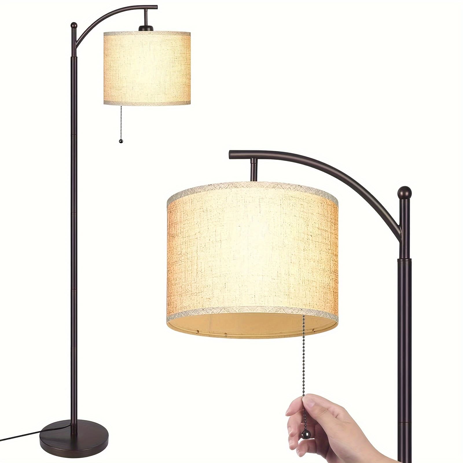 TEMU Modern Arc Floor Lamp For Living Room, Bedroom, Office; And Soft White Light - Includes 3-mode Energy Saving Led Bulb, 3000k - 6000k