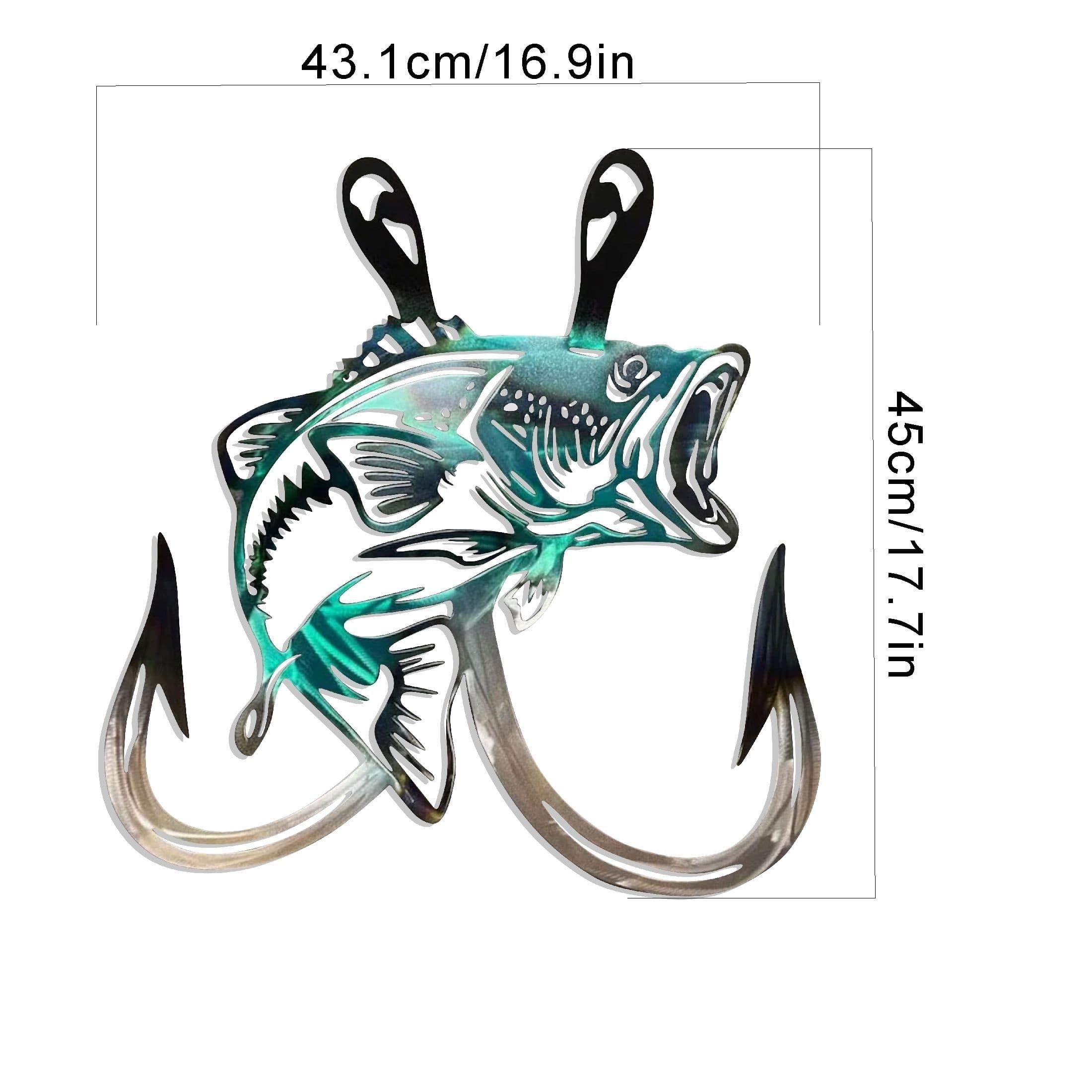 TEMU [2d Flat] Metal Fish Hook Ocean Ornament Iron Craft , Room Decor