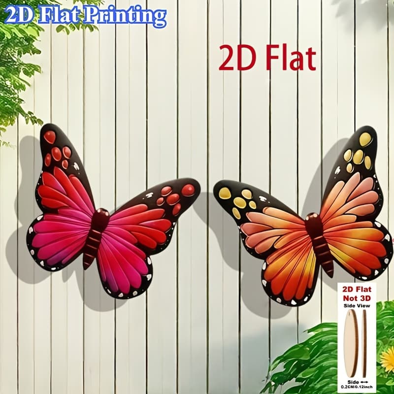 TEMU 2d Flat, 2pcs Large Wall Decor - Wooden Ornament Hanging, Indoor Outdoor Garden/ Room Decoration - Insect And Nature Enthusiast Housewarming Gift - No Electricity Needed, , Self-adhesive