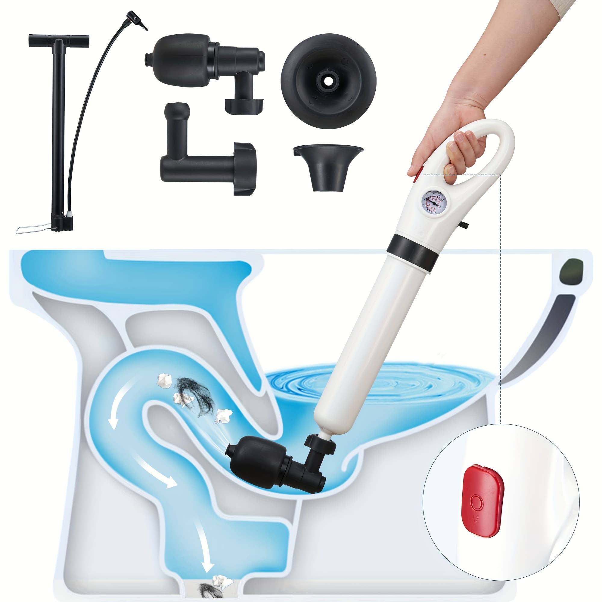 TEMU High Pressure Toilet Plunger, Plunge Blaster, Sink Plunger, Toilet Unclogger, Plunger For Toilet, Plungers For Bathroom, Toilet Auger, Destupidor De Inodoro, Air Plunger