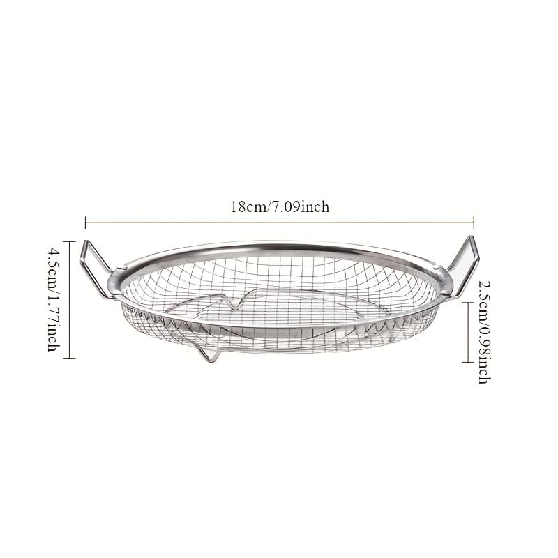 TEMU [reusable Round Mesh Oil Filter] Polished Stainless Steel Oil Filter Tray, Reusable Round Mesh Basket For Frying & Grilling, Kitchen Strainer, Outdoor Camping Bbq Supplies