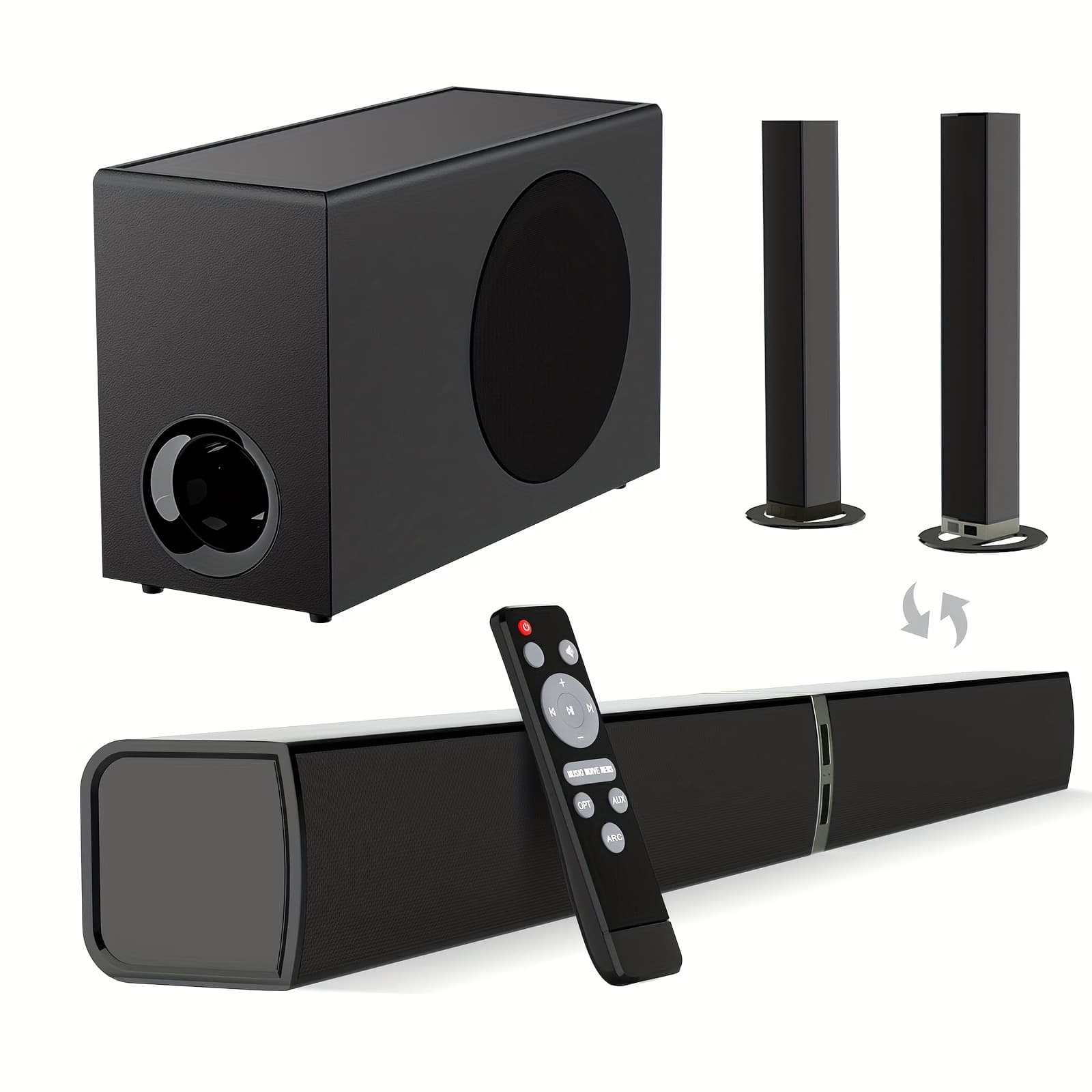 TEMU Sound Bar With Subwoofer, Soundbar For Smart Tv, Wireless Speaker, Deep , Tv With Arc/opt/aux For Home Theater Sound, With Infrared Remote Control