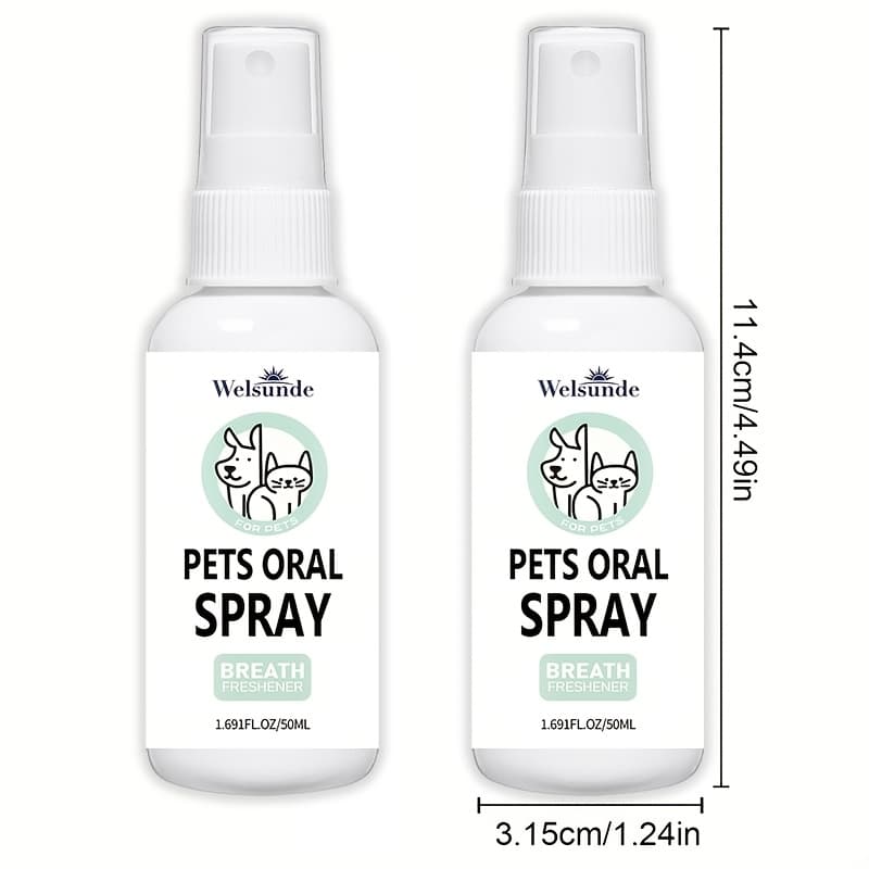 TEMU 2pcs Pet Oral Spray For , Plant-based Breath Freshener & Cleaner, No Brushing Needed, Reduces Odor, Breath, And Cleans Teeth, Easy Spray Application, Alcohol-free, Gentle For Cats And Dogs
