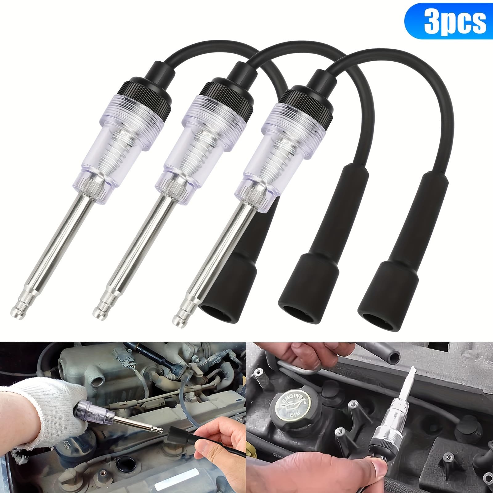 TEMU 3pcs Spark Plug Tester, Engine Ignition Coil Tester, Diagnostic Tool For Automotive, Car, Lawnmower, Engines