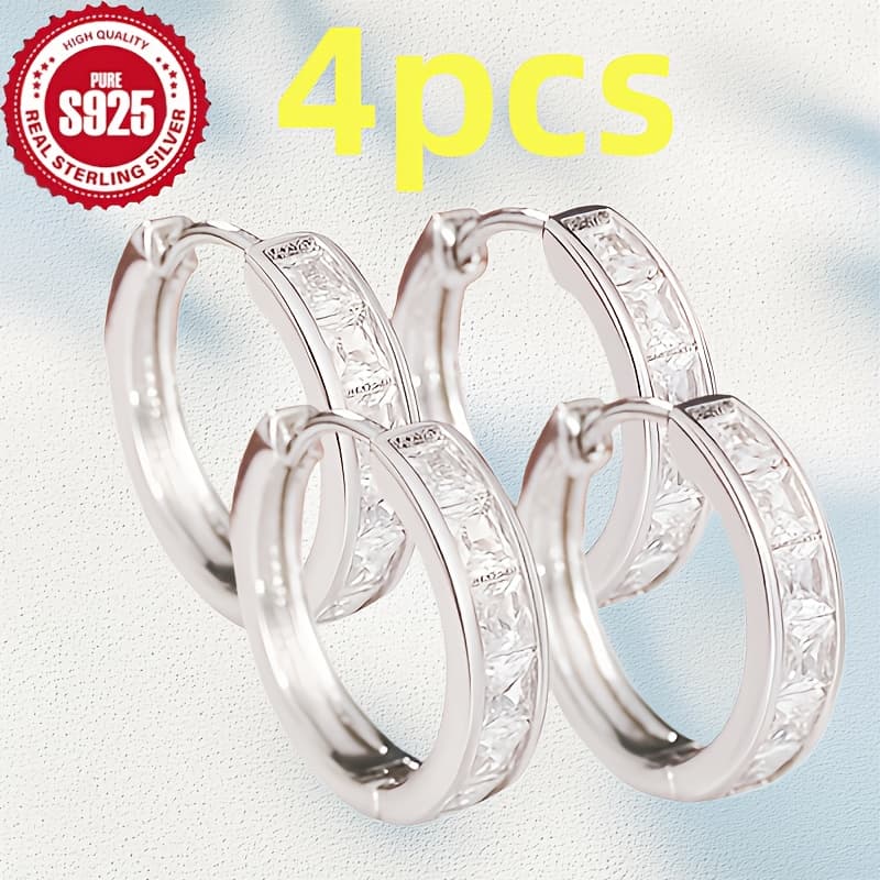 TEMU Of S925 Silver Earrings - Fashionable And Easy Zirconia Earrings - Sparkling Daily Wear For Women - Hypoallergenic, Lightweight Earrings, Suitable For Any Outfit And Date, As A Gift For Women