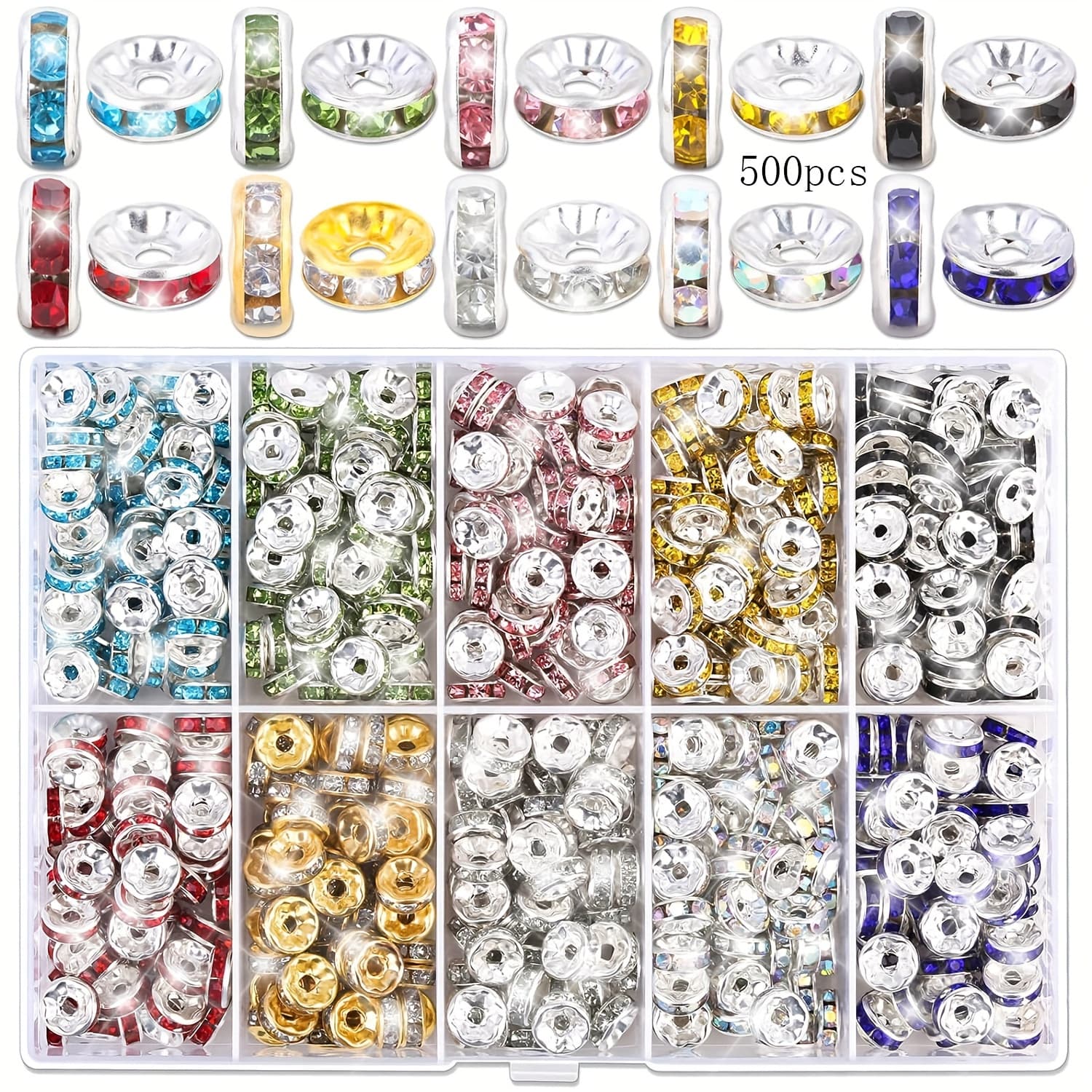 TEMU 500pcs Rondelle Spacer Beads For Jewelry Making, Spacer Beads Bead Spacers For Jewelry Making, Bracelets (10 Colors)