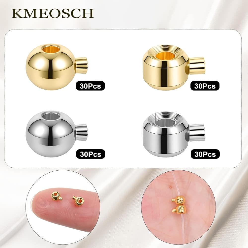 TEMU 40/80/120pcs Premium Brass Crimp Beads And Stopper Beads - Long-lasting, | Spacer Beads, Bead Caps, And Crimp Charms For Crafting Jewelry (bracelet And Necklace Finishing Additions)