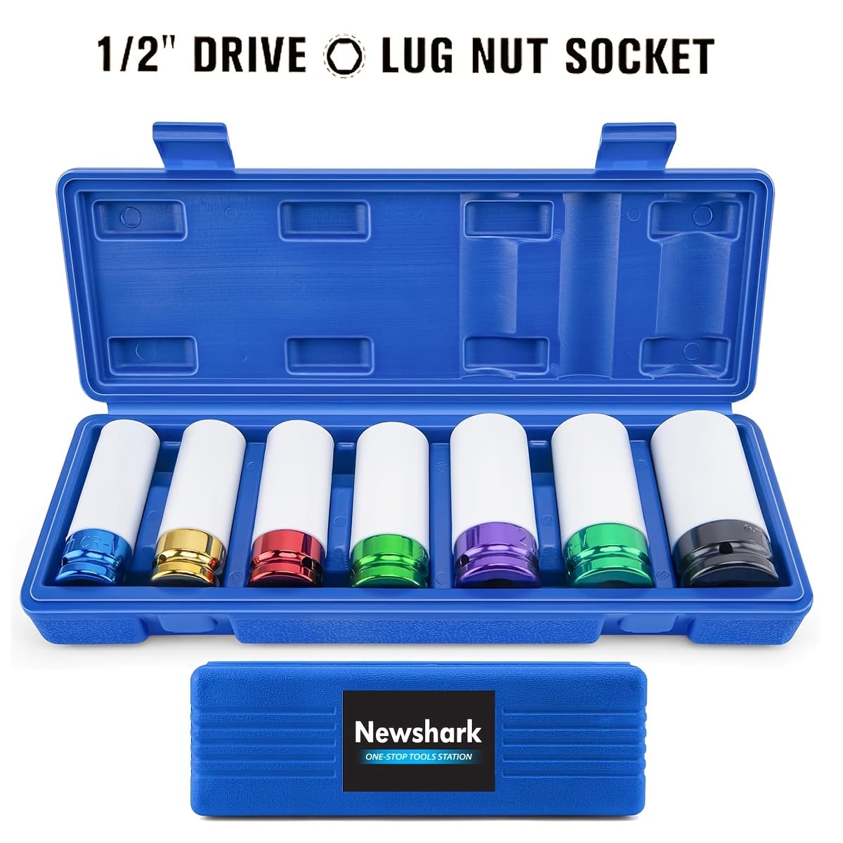 TEMU Socket Set, Professional-grade, Manufactured Using Quality Chromoly, 7pcs Thin Wall Socket Set 1/2 Inch Impact Socket Set Durable Stripped Remover By