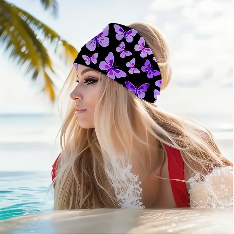 TEMU 2d Flat Purple All- Headband, Suitable For Yoga / Gym / Running / Cycling, Travel / Beach, Features Non-slip / Sweat-absorbing / / Wide Edge / , Headband / Hairband / Clothing Accessory