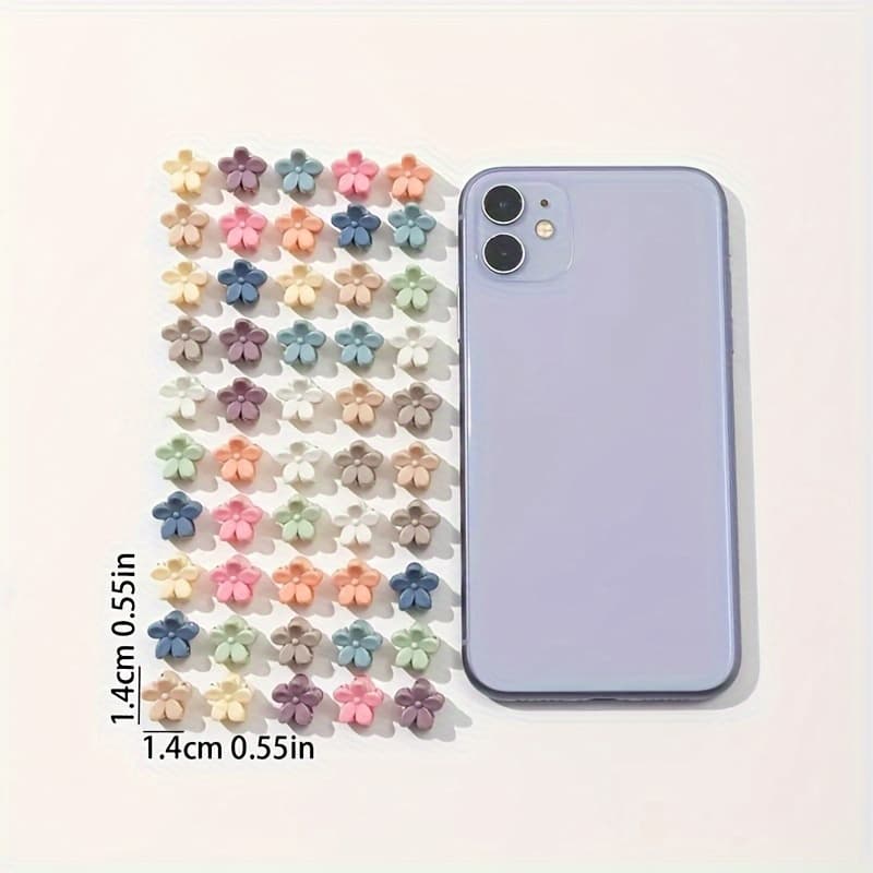 TEMU 50pcs Mini Flower Hair Clips For Women - Elegant & Cute Small Hairpins With , Pastel Colors For Bangs, Updos, Everyday Hairstyles, Cute Hair Clips, Bangs Styling, , ,