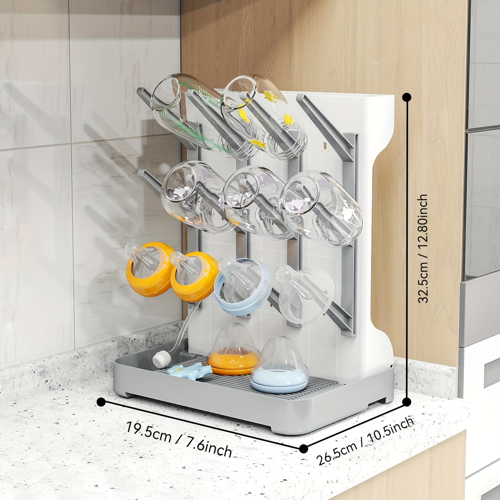 TEMU Space-saving Vertical Bottle Drying Rack With Bpa-free Suitable For, Countertop Bottle Dryer Holder &, Compact Storage Stand For Brushes, Pacifiers, Accessories - Holder For Small Spaces