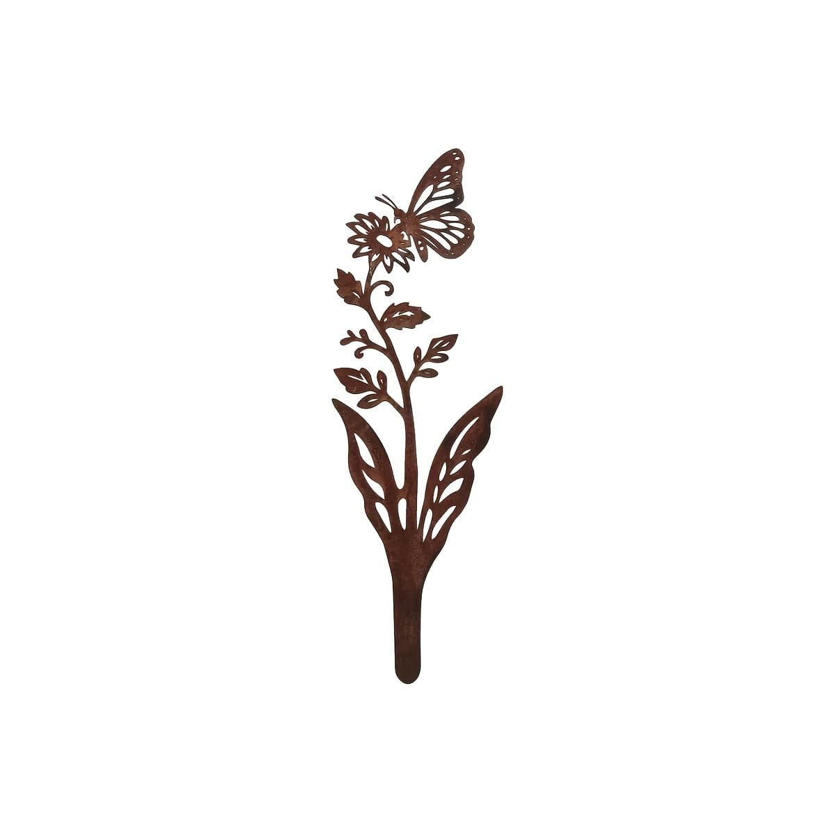 TEMU [2d Flat] 1pc Wrought Iron Garden Decorative Stake, Flower And Design, Vintage Style, , Suitable For Inserting Into Lawns, Garden Beds, Or Potted Plants As Decoration