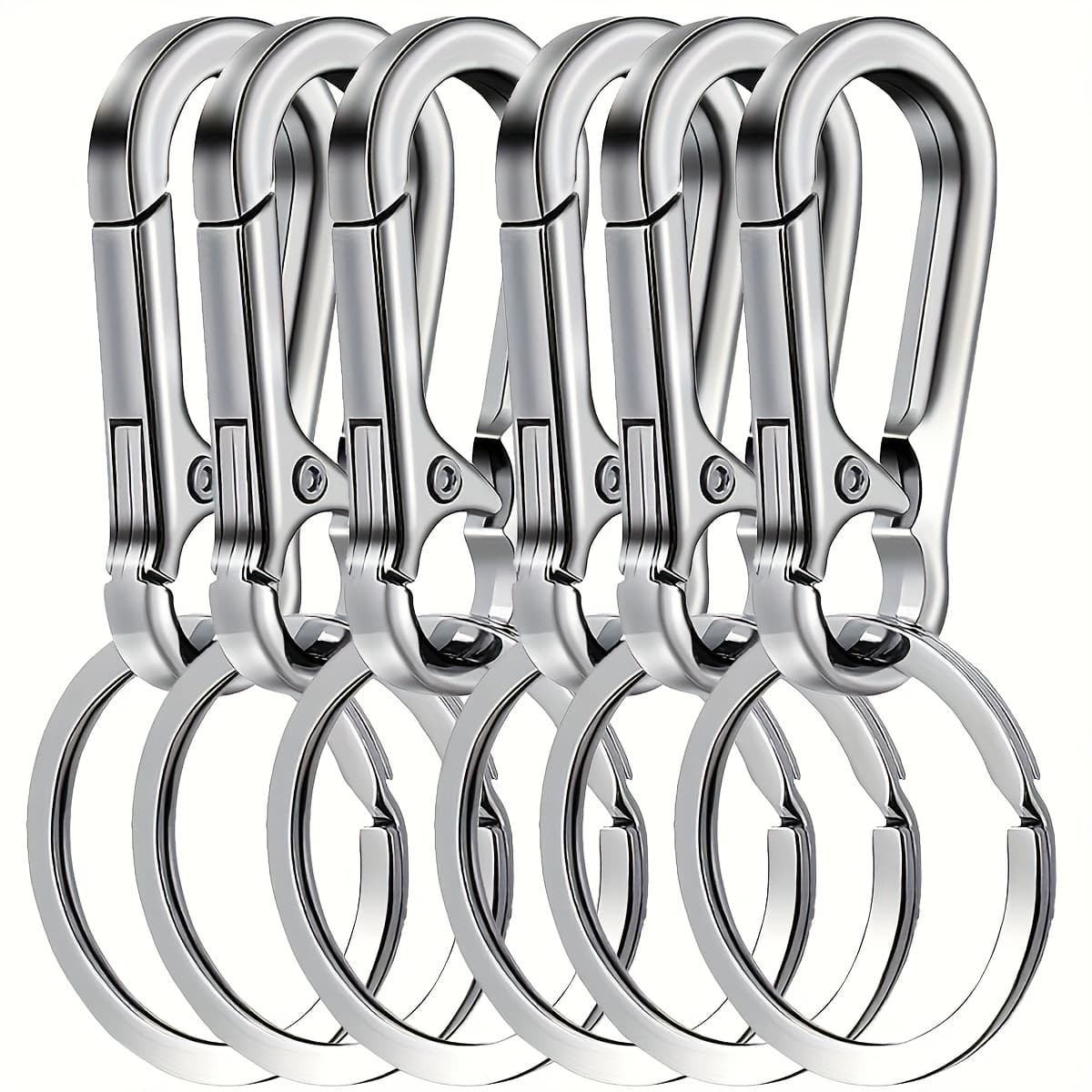 TEMU 6pcs Set Of Metal Clip Keychains, Detachable Keychains, Metal Keychains, Keychain Clips, Suitable For Men And Women.
