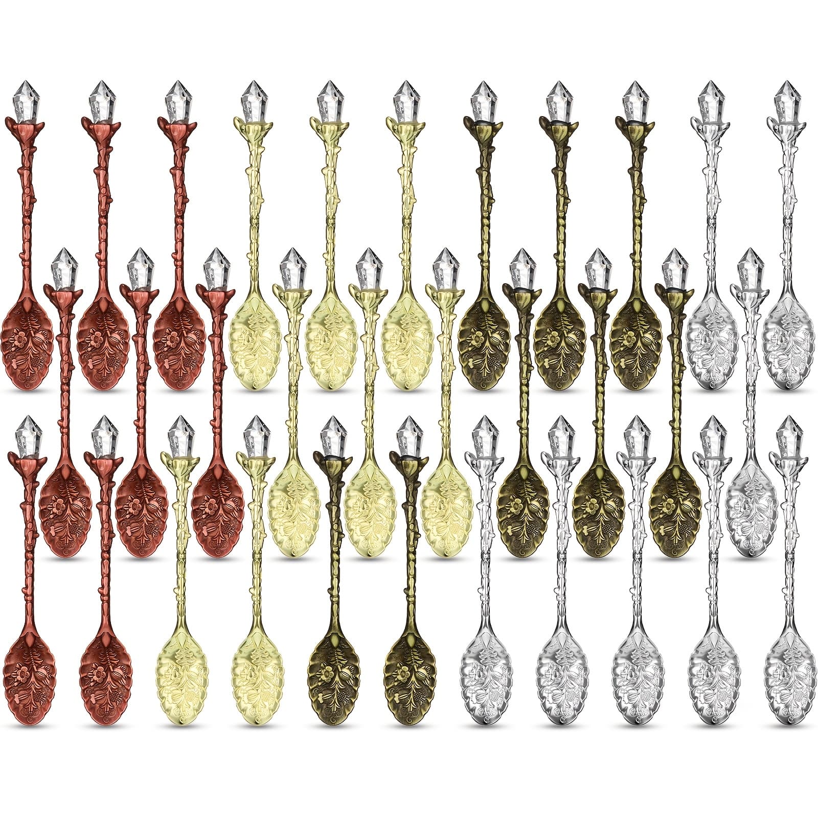 TEMU 32pcs Spoon Crystal Spoon Spoon Crystal Tea Spoon Coffee Spoons Vintage Carved Coffee Spoon Spoons Decorative Dessert Spoons For Cafe Tableware Coffee Bar, 32pcs