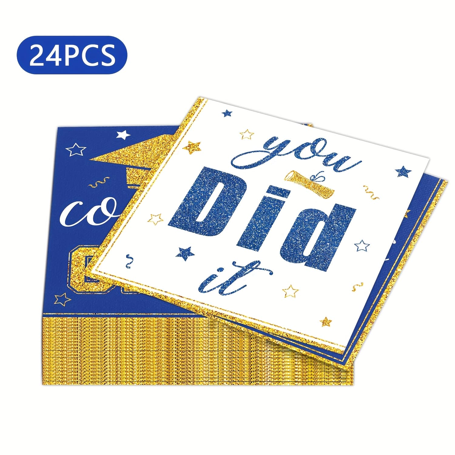 TEMU 24pcs Congrats Grad Napkins For Graduation Party Supplies 2026 Blue Congratulate Graduation Themed Paper Napkins Disposable Graduation Party Table Decorations