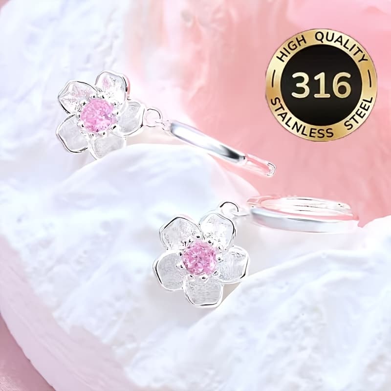TEMU Steel Earrings, Peach Earrings, Exquisite Cherry Pendant Hoop Earrings, Hugging Earrings, Romantic And 's Birthday Gifts, Clothing, Shoes And Jewelry