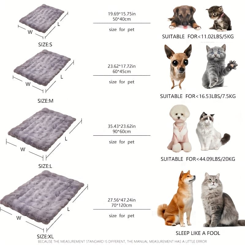 TEMU Pet Plush Dog Mat, Cat Bed, Cat Blanket, Winter Warm Sleeping Mat, Universal Blanket, Dog Mat, Dog Bed, Dog Kennel