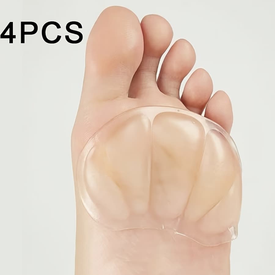 TEMU 4pcs Silicone Forefoot And Heel Pads, Invisible Non-slip Metatarsal Pads, Self-adhesive, Reusable And Washable, Suitable For High Heels, Sandals, Casual Shoes, Sneakers