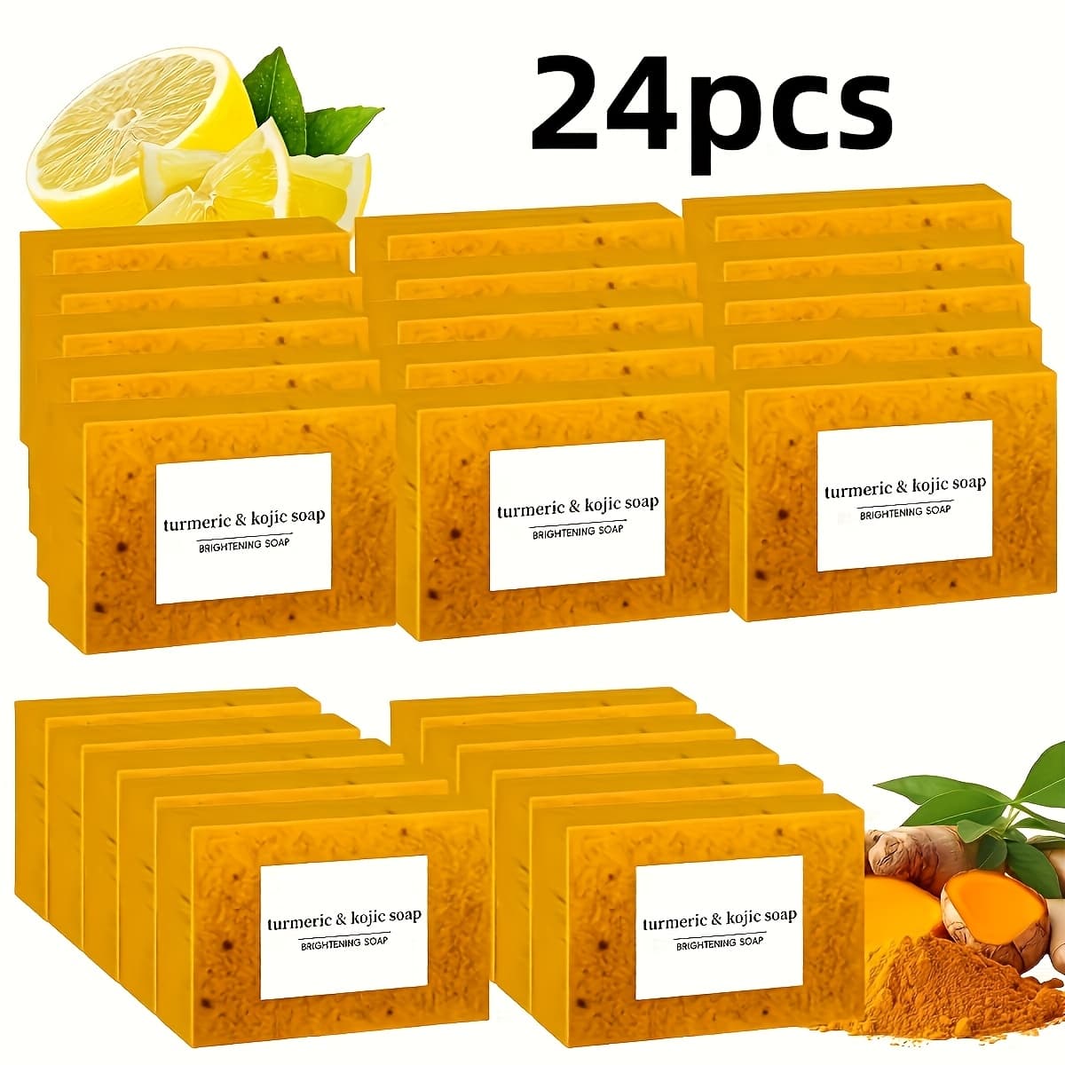 TEMU 24-26pcs Natural Scented Soaps, Turmeric And Kojic Acid Handmade Soaps, Moisturizing Deep Cleansing Soaps, Suitable For Types, Alcohol-free, Suitable For Face And Body